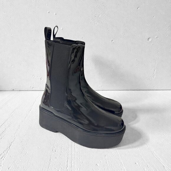 Staud Palamino Black Patent Leather Platform Chelsea Boots, Size 40 EU, New - Picture 5 of 16